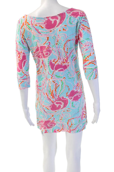 Lilly Pulitzer Women T-Shirt Dress Light Blue Paisley Mini Size XS