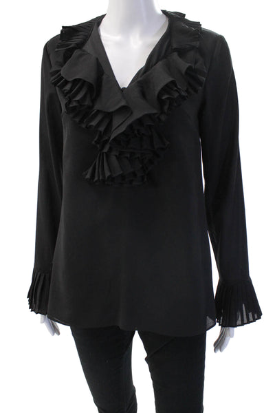 C/MEO Collective Women Tunic Blouse Black V-Neck Long Sleeve Polyester Size XS