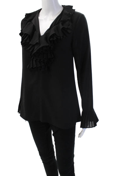 C/MEO Collective Women Tunic Blouse Black V-Neck Long Sleeve Polyester Size XS