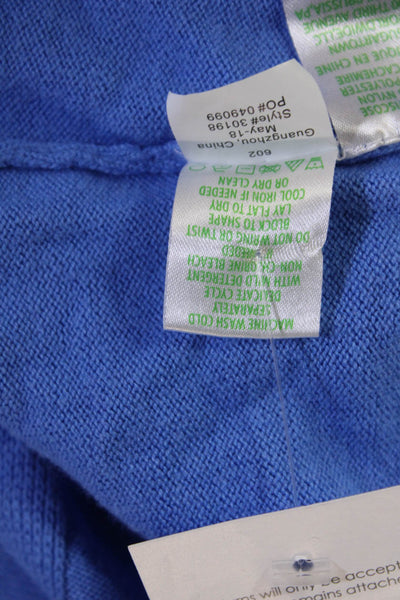Lilly Pulitzer Unisex Blue V-Neck Cashmere Blend Cardigan Long Sleeve Size S