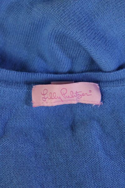 Lilly Pulitzer Unisex Blue V-Neck Cashmere Blend Cardigan Long Sleeve Size S