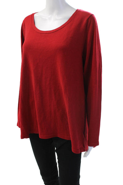 Eileen Fisher Women Merino Wool Tunic Sweater Red Basic Size L