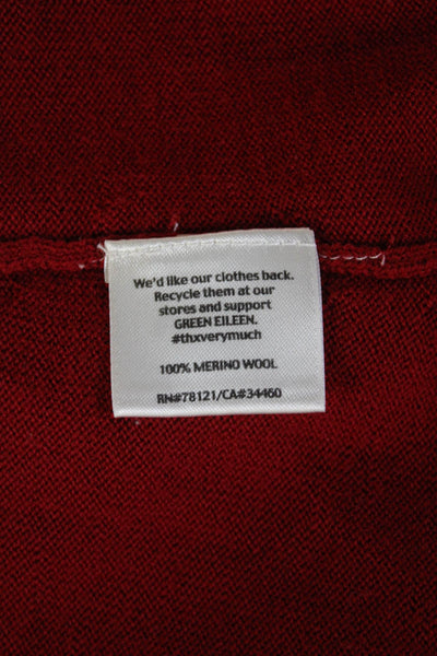 Eileen Fisher Women Merino Wool Tunic Sweater Red Basic Size L