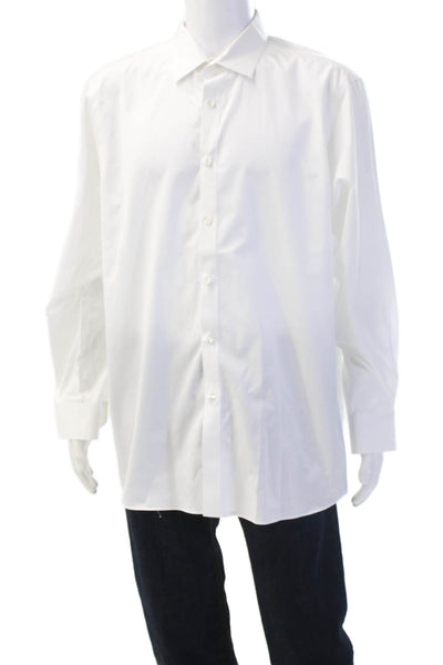 Hart Schaffner Marx Men Point Collar Dress Shirt White Long Sleeve Size XL