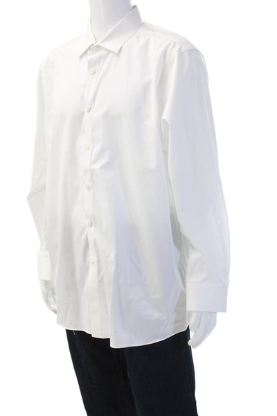 Hart Schaffner Marx Men Point Collar Dress Shirt White Long Sleeve Size XL