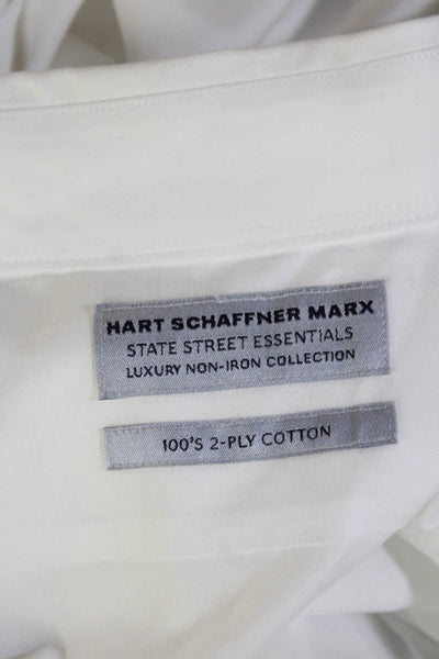 Hart Schaffner Marx Men Point Collar Dress Shirt White Long Sleeve Size XL