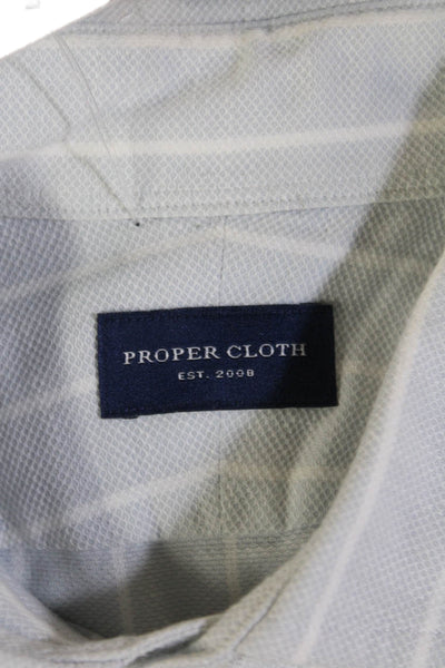 Proper Cloth Men's Long Sleeves Button Down Light Blue Striped Shirt Size L