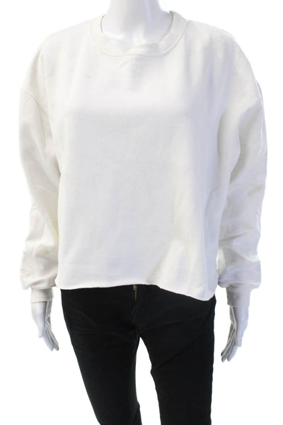 Court Life Women Pullover Sweatshirt White 100% Cotton Long Sleeve Size 2