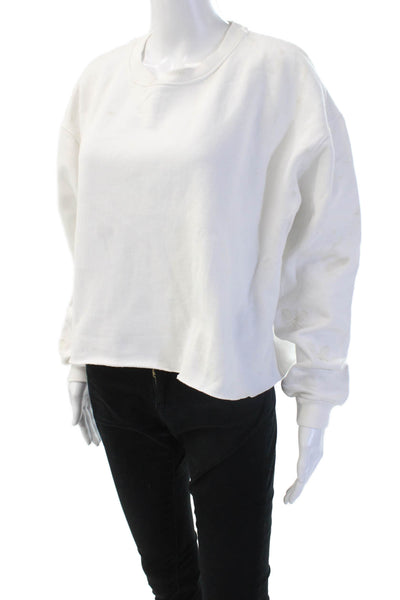 Court Life Women Pullover Sweatshirt White 100% Cotton Long Sleeve Size 2