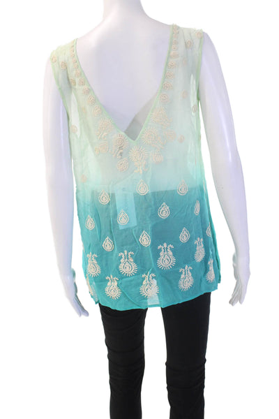 Plenty by Tracy Reese Women Sleeveless V-Neck Paisley Tunic Green Size M