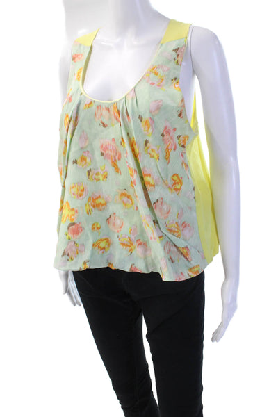 Hunter Dixon Women Silk Chiffon Floral Tank Green Sleeveless Size 12