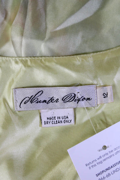 Hunter Dixon Women Silk Chiffon Floral Tank Green Sleeveless Size 12