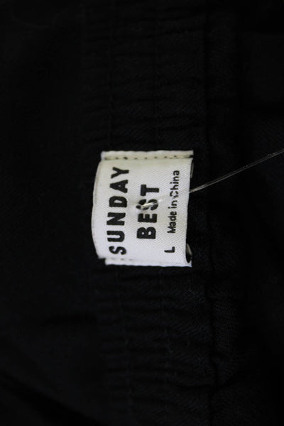 Sunday Best Women Jumpsuit Black Square Neck Sleeveless Rayon Size L