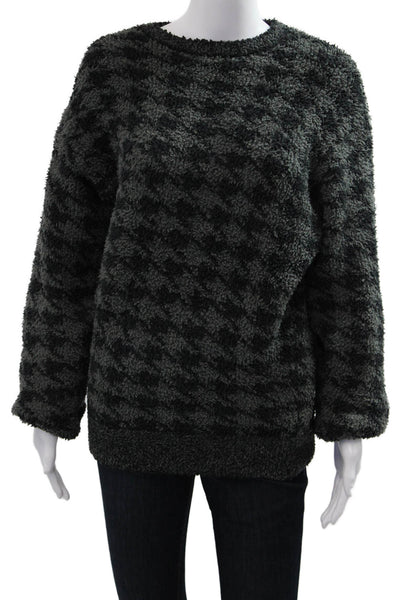 Skims Unisex Dark Gray Check Pullover Sweater Crew Neck Long Sleeve Size S
