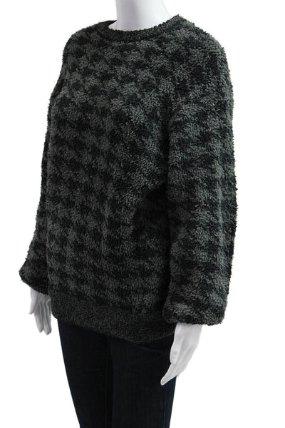 Skims Unisex Dark Gray Check Pullover Sweater Crew Neck Long Sleeve Size S