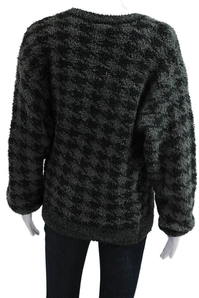 Skims Unisex Dark Gray Check Pullover Sweater Crew Neck Long Sleeve Size S
