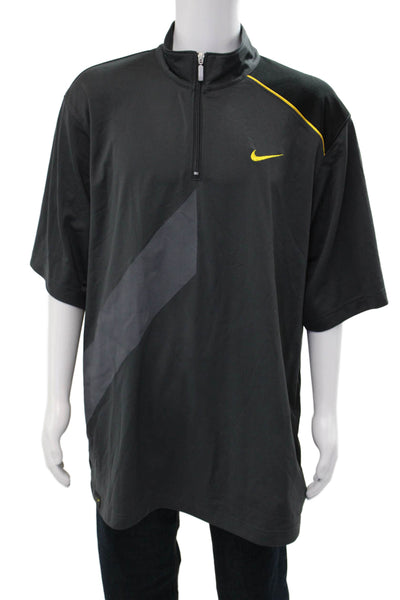 Nike Mens Short Sleeves 1/2 Zipper Shirt Grey Size Extra Extra Large