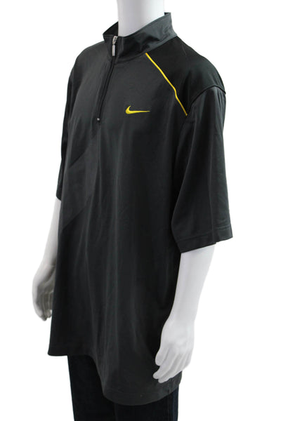 Nike Mens Short Sleeves 1/2 Zipper Shirt Grey Size Extra Extra Large