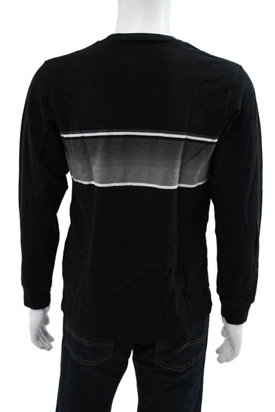 Supreme Mens Black Striped Long Sleeve Cotton T-Shirt Designer Size M