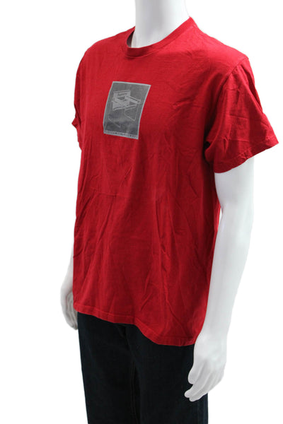 Supreme Mens Designer Red Graphic Cotton Crew Neck Short Sleeve T-Shirt Size M