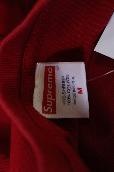 Supreme Mens Designer Red Graphic Cotton Crew Neck Short Sleeve T-Shirt Size M