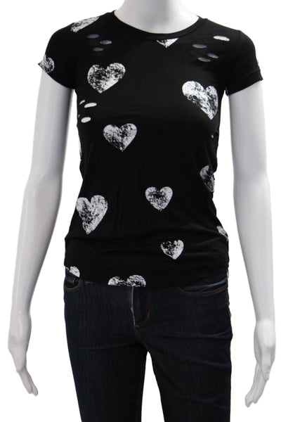 Flowers by Zoe Childrens Girls Heart Print Blouse Black White Size 6