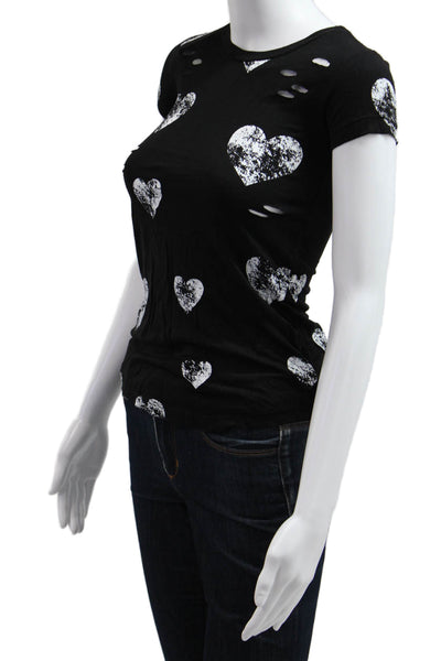 Flowers by Zoe Childrens Girls Heart Print Blouse Black White Size 6
