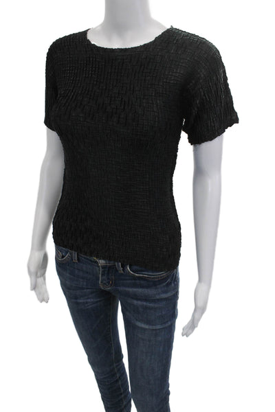 The Wonder-Tee Womens Black Basic T-Shirt Short Sleeve Round Neck Size L