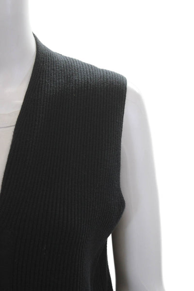 W by Worth Womens Sleeveless V-Neck Cotton Zip Vest Black Size M