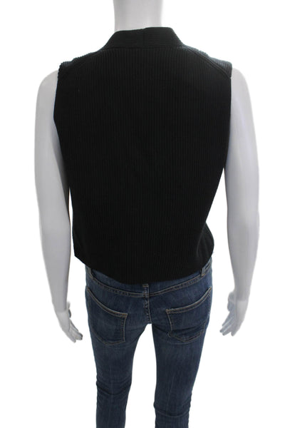 W by Worth Womens Sleeveless V-Neck Cotton Zip Vest Black Size M