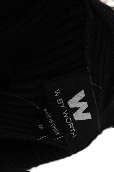 W by Worth Womens Sleeveless V-Neck Cotton Zip Vest Black Size M