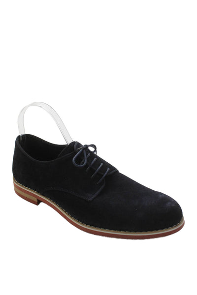 Galerie Des Tanneurs Mens Lace Up Round Toe Suede Oxfords Navy Size 42