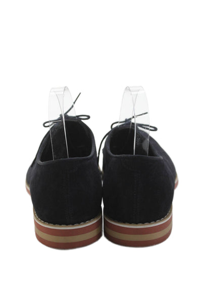 Galerie Des Tanneurs Mens Lace Up Round Toe Suede Oxfords Navy Size 42