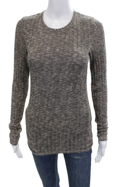 Michael Stars Unisex Gray Striped Crew Neck Pullover Long Sleeve Size One Size
