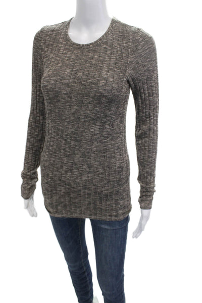 Michael Stars Unisex Gray Striped Crew Neck Pullover Long Sleeve Size One Size