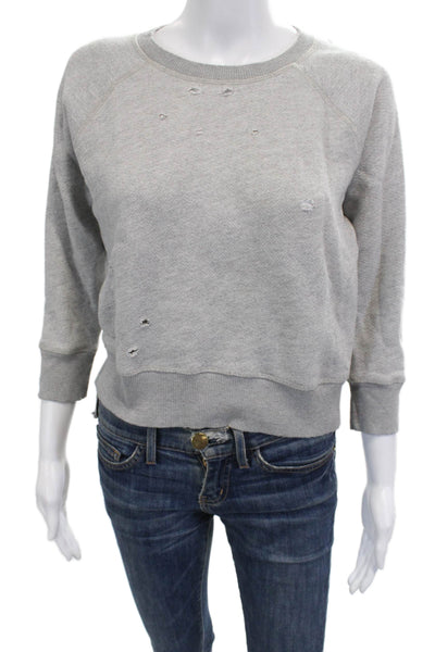 Philanthropy Womens Pullover Sweatshirt Gray 3/4 Sleeve Crew Neck Size S