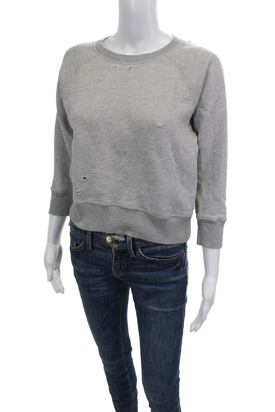 Philanthropy Womens Pullover Sweatshirt Gray 3/4 Sleeve Crew Neck Size S