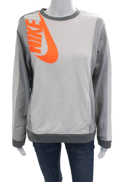 Nike Unisex Pullover Sweatshirts Gray Crew Neck Graphic Sports Size XL