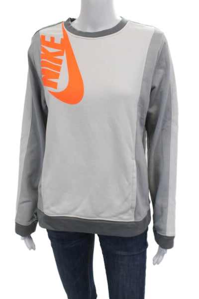 Nike Unisex Pullover Sweatshirts Gray Crew Neck Graphic Sports Size XL