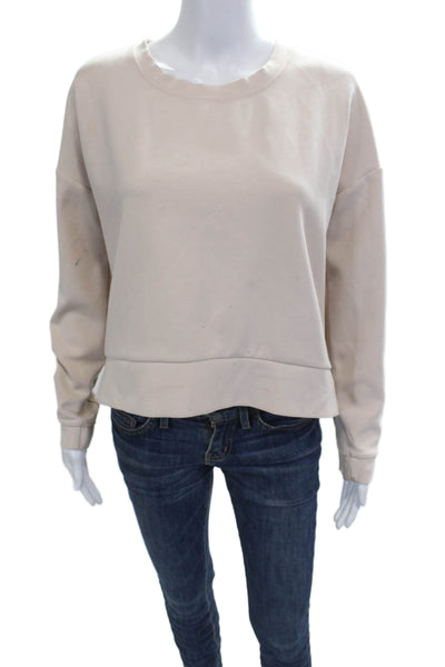 Athleta Womens Pullover Sweatshirt Beige Crew Neck Long Sleeve Size S