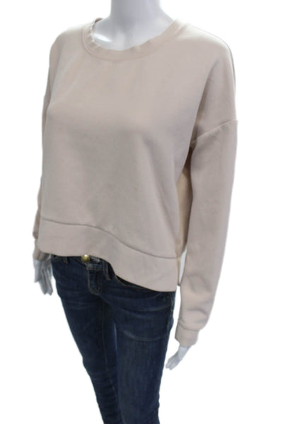 Athleta Womens Pullover Sweatshirt Beige Crew Neck Long Sleeve Size S