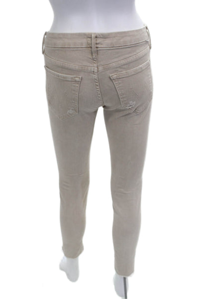 Mother Women Skinny Ankle Jeans Beige Mid Rise 27 Inseam Size 26