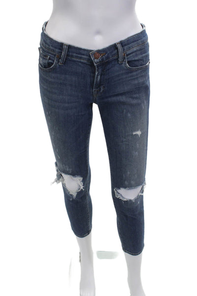 J Brand Womens Skinny Ankle Cropped Jeans Dark Blue Mid Rise Size 26