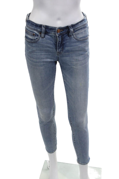 J Crew Womens Ankle Skinny Jeans Blue Mid Rise Button Size 26