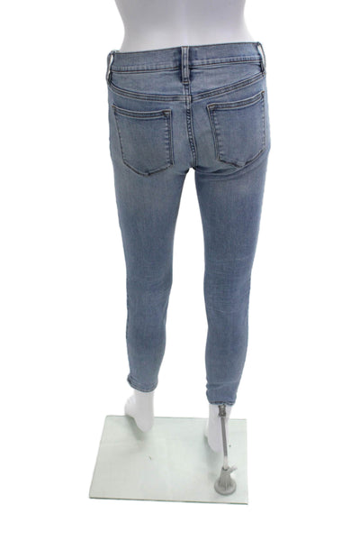 J Crew Womens Ankle Skinny Jeans Blue Mid Rise Button Size 26