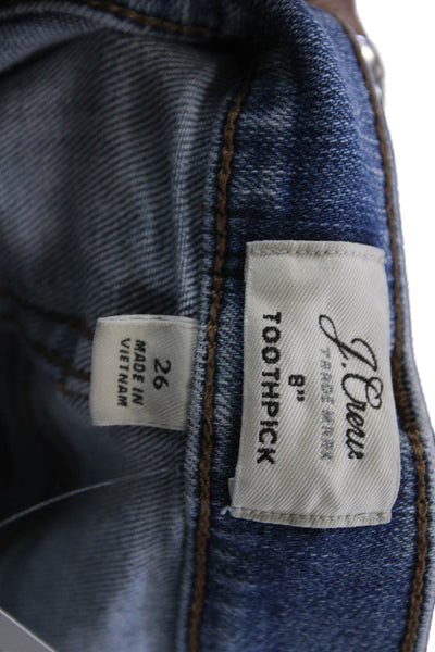 J Crew Womens Ankle Skinny Jeans Blue Mid Rise Button Size 26