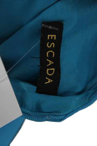 Escada Women Sheath Dress Blue V Neck Sleeveless Knee Length Size M