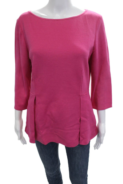 St. John Womens Pink Tunic 3/4 Sleeve Round Neck Wool Rayon Size 8