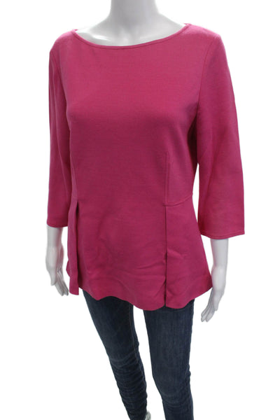 St. John Womens Pink Tunic 3/4 Sleeve Round Neck Wool Rayon Size 8