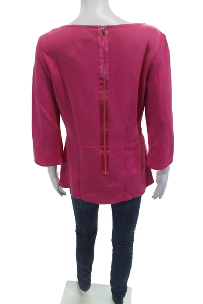 St. John Womens Pink Tunic 3/4 Sleeve Round Neck Wool Rayon Size 8